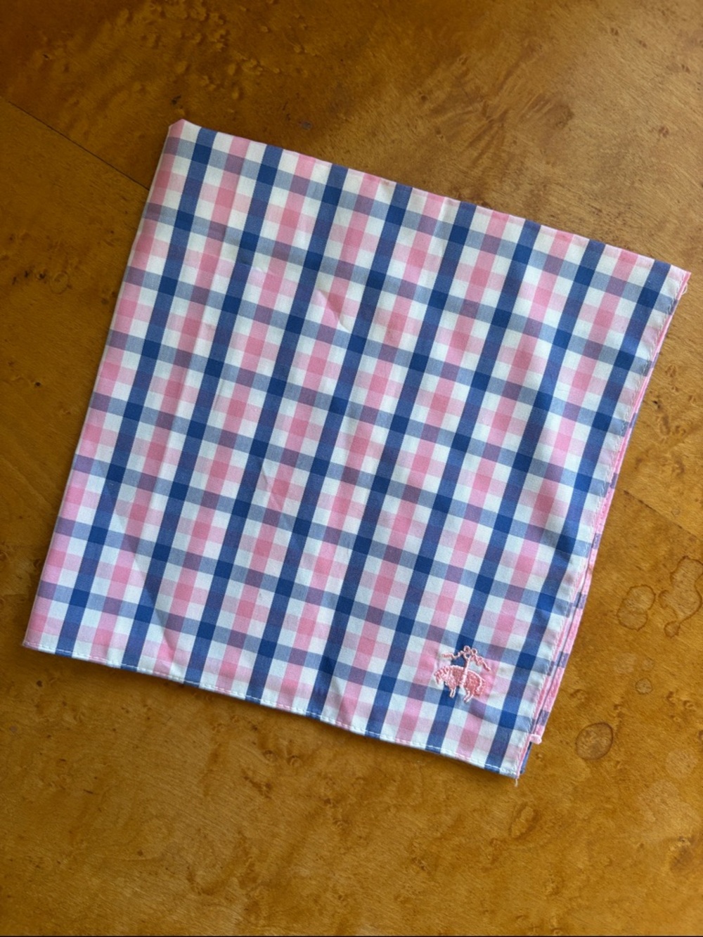 Brooks Brothers Pink and Blue Gingham Pocket Square